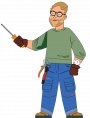 Elektriker von Witronik mit Werkzeugen – Illustration eines Fachmanns für Elektroinstallationen