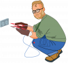 Elektriker von Witronik mit Werkzeugen – Illustration eines Fachmanns für Elektroinstallationen